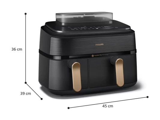 Philips Dual Steam Air Fryer  |  NA552 / 00 5000 Series  |  Power 2750 W  |  Capacity 9 L  |  RapidAir Plus  |  Black