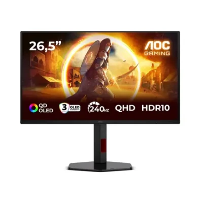 AOC  |  Q27G4ZDR  |  27 "  |  QD-OLED  |  QHD  |  16:9  |  240 Hz  |  0.03 ms  |  2560 x 1440 pikseļi  |  400 cd / m²  |  HDMI portu skaits 2  |  Melns