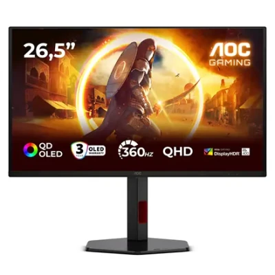 AOC Q27G4SDR  |  27 "  |  QD-OLED  |  QHD  |  16:9  |  360 Гц  |  0.03 мс  |  2560 x 1440 пикселей  |  1000 кд / м²  |  Количество HDMI портов 2  |  Черный