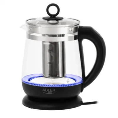 Adler Kettle  |  AD 1299  |  Electric  |  2200 W  |  1.5 L  |  Glass  |  360° rotational base  |  Black