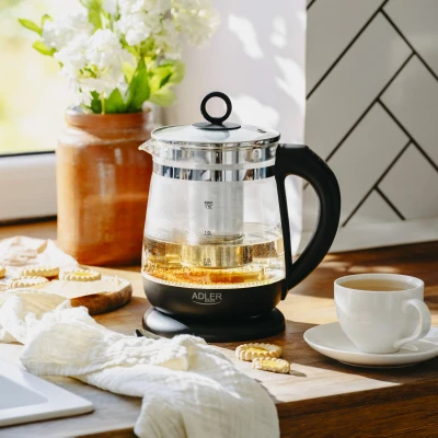 Adler Kettle  |  AD 1299  |  Electric  |  2200 W  |  1.5 L  |  Glass  |  360° rotational base  |  Black