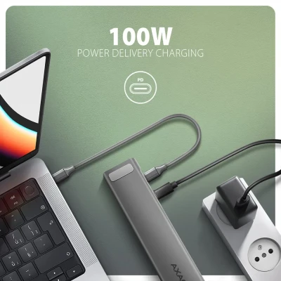 Хаб AXAGON HMC-10HLS USB-C 5Gbps LONGER 9in1