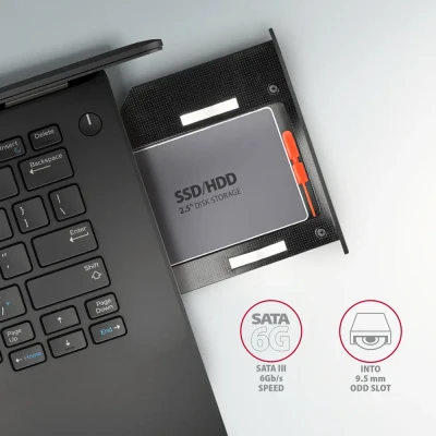 AXAGON RSS-CD09 ODD – 2.5" SATA SSD / HDD caddy, 9.5 mm