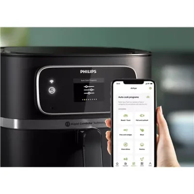 Philips  |  Аэрофритюрница Combi  |  HD9880 / 90 7000 XXL Connected  |  Мощность 2200 Вт  |  Вместимость 8.3 Л  |  Черный