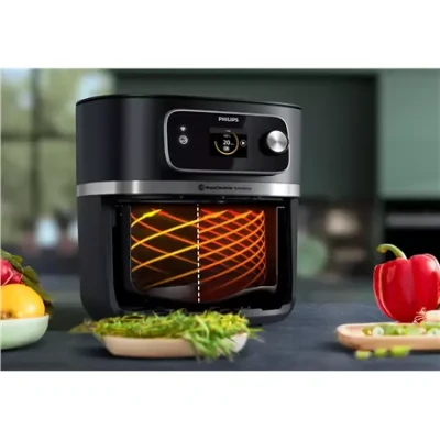 Philips  |  Аэрофритюрница Combi  |  HD9880 / 90 7000 XXL Connected  |  Мощность 2200 Вт  |  Вместимость 8.3 Л  |  Черный
