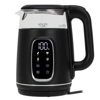 Adler Kettle with LED Display  |  AD 1305  |  Electric  |  2200 W  |  1.7 L  |  Plastic  |  360° rotational base  |  Black / Silver
