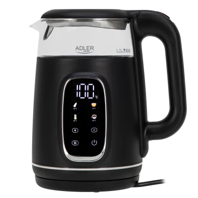Adler Kettle with LED Display  |  AD 1305  |  Electric  |  2200 W  |  1.7 L  |  Plastic  |  360° rotational base  |  Black / Silver