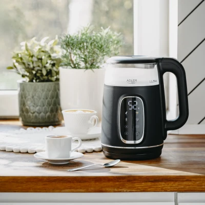 Adler Kettle with LED Display  |  AD 1305  |  Electric  |  2200 W  |  1.7 L  |  Plastic  |  360° rotational base  |  Black / Silver