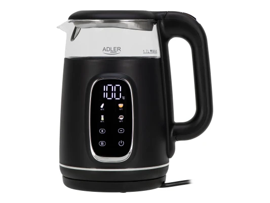Adler Kettle with LED Display  |  AD 1305  |  Electric  |  2200 W  |  1.7 L  |  Plastic  |  360° rotational base  |  Black / Silver