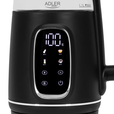 Adler Kettle with LED Display  |  AD 1305  |  Electric  |  2200 W  |  1.7 L  |  Plastic  |  360° rotational base  |  Black / Silver