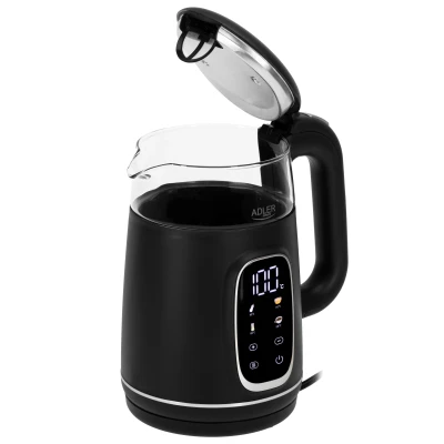 Adler Kettle with LED Display  |  AD 1305  |  Electric  |  2200 W  |  1.7 L  |  Plastic  |  360° rotational base  |  Black / Silver