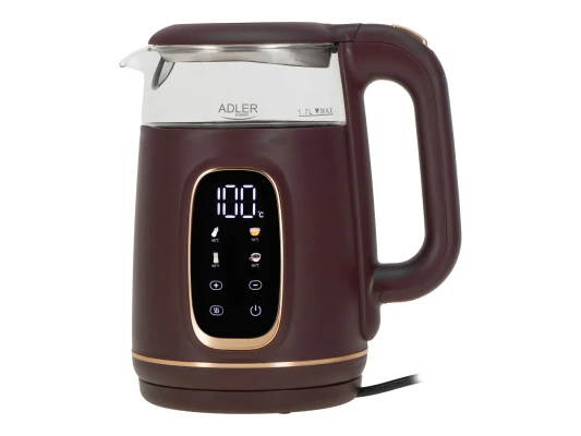 Adler Tējkanna ar LED Displeju  |  AD 1305  |  Elektriska  |  2200 W  |  1.7 L  |  Plastmasa  |  360° rotējoša bāze  |  Burgundijas