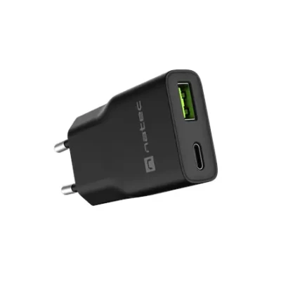 Natec Ribera USB Charger Gan Slim USB 1X USB-A + 1X USB-C 20W  |  NUC-2377