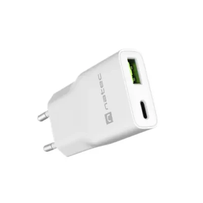 Natec Ribera USB Charger Gan Slim USB 1X USB-A + 1X USB-C 20W  |  NUC-2376