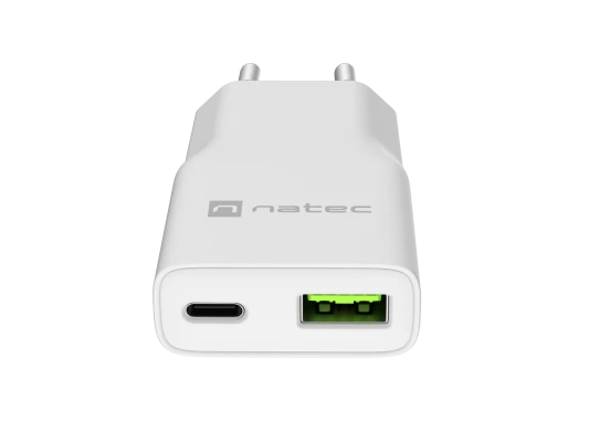 Natec Ribera USB Charger Gan Slim USB 1X USB-A + 1X USB-C 20W  |  NUC-2376
