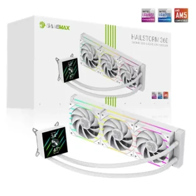 Gamemax  |  CPU Liquid cooler  |  HAILSTORM 360 LCD  |  White