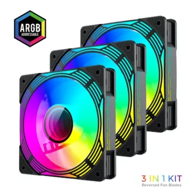 GameMax KF300R BK  |  120 mm ARGB Cooling Fans  |  3-in-1  |  Black