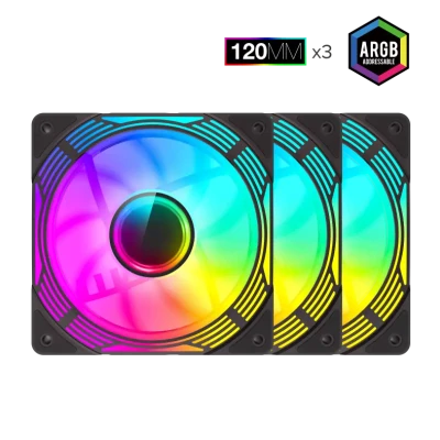 GameMax KF300R BK  |  120 mm ARGB Cooling Fans  |  3-in-1  |  Black