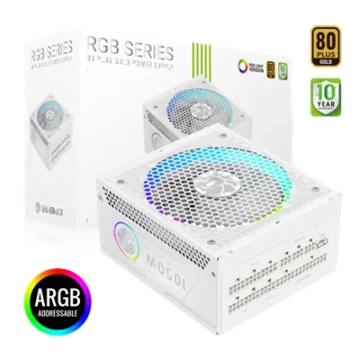 Gamemax PSU  |  RGB 1050G WH  |  1050 W  |  Gold  |  Full Modular  |  White