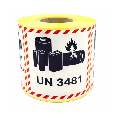 UN3481 Lithium-Ion Battery Labels  |  100 × 100 mm  |  DG Transport Stickers  |  1 Roll  |  500 pcs