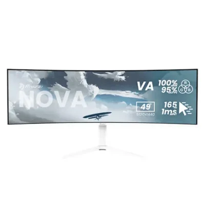 Arozzi Nova  |  49 "  |  VA  |  32:9  |  165 Hz  |  4 ms  |  5120 x 1440 pixels  |  350 cd / m²  |  HDMI ports quantity 2  |  White