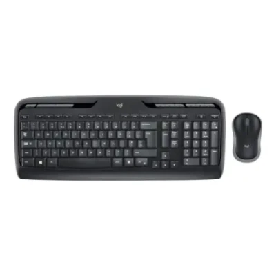 Logitech Беспроводная клавиатура и мышь Комплект, US INT, Черный