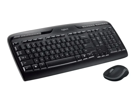 Logitech Беспроводная клавиатура и мышь Комплект, US INT, Черный