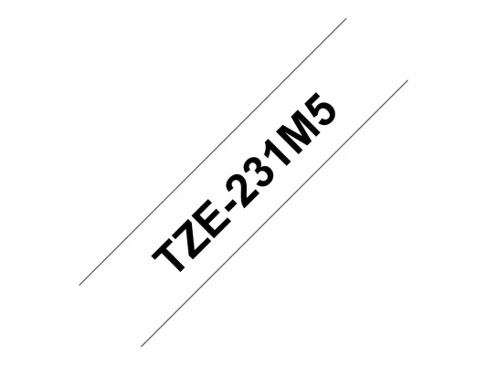 Brother TZE231M5  |  Black on white  |  Laminated tape  |  1.2 cm x 8 m