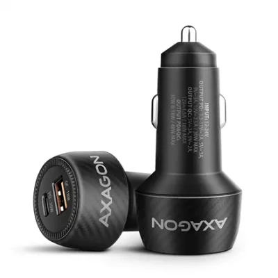 AXAGON PWC-PQ48 Automašīnas lādētājs 48W, USB-A + USB-C, PD3.0 / PPS / QC4+ / SFC, Melns