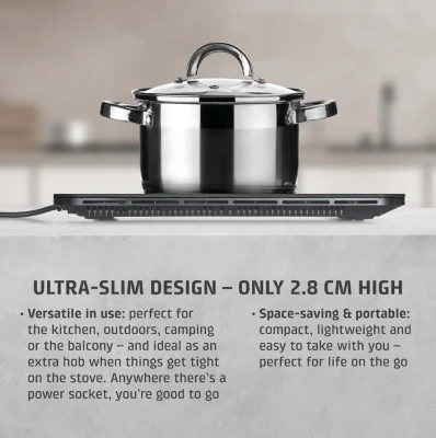 Caso  |  Table Induction Hob  |  ProSlim 2000 2236  |  1 Cooking Zone  |  Touch Controls  |  Black