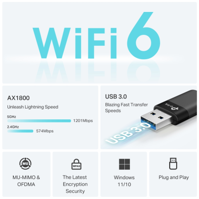 TP-Link Archer TX23U AX1800 Мини Wi-Fi6 Беспроводной USB адаптер