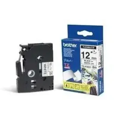 Brother  |  TZe-FX231 Flexible ID Laminated Tape  |  Black on White  |  TZe  |  8 m  |  1.2 cm