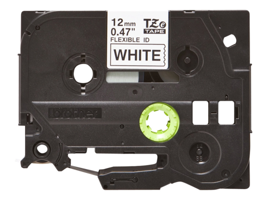 Brother  |  TZe-FX231 Flexible ID Laminated Tape  |  Black on White  |  TZe  |  8 m  |  1.2 cm