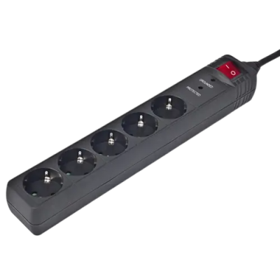 Surge Protector SPG5-C-10  |  5 Sockets  |  3 m Cable  |  Black