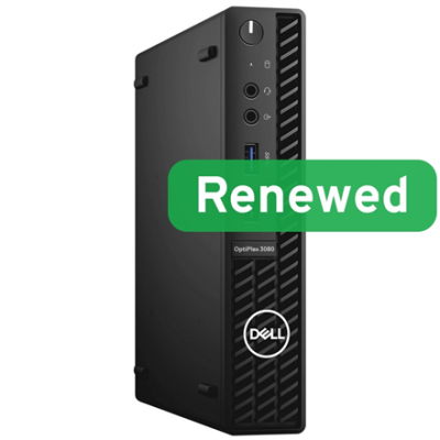 DELL Renewed Grade A  |  OptiPlex 3080 Micro  |  Intel Core i5  |  i5‑10500T  |  8 GB  |  SSD  |  256 GB  |  Intel UHD Graphics 630  |  Windows 11 Pro
