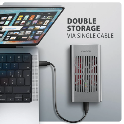 AXAGON USB-C 20Gbps Dual M.2 NVMe SSD CLONE MASTER Enclosure  |  EEM2-20GD