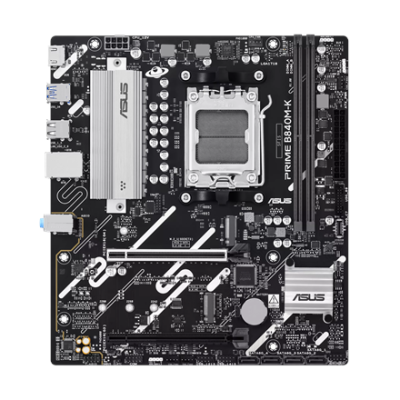 Asus PRIME B840M-K  |  Processor family AMD  |  Processor socket AM5  |  DDR5  |  Supported hard disk drive interfaces SATA, M.2  |  Number of SATA connectors 2