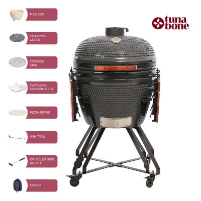 TunaBone  |  Kamado klasiskā 26" grils  |  Izmērs XL  |  Tumši pelēks