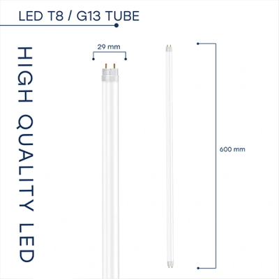 LED bulb T8, 60 cm, 9W, 4000K, 1440Lm, IP20