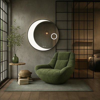 LED mirror with heating function LUNARIA, Ø 80 cm, 2700-6500K, 52W, 3025Lm, IP44