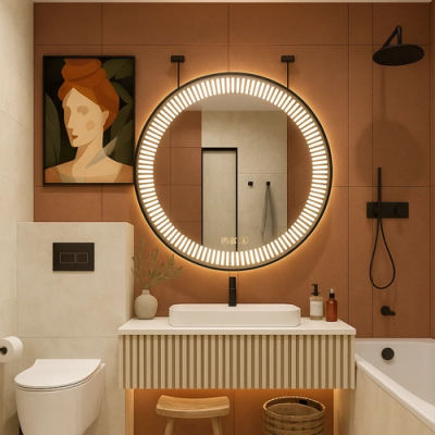 LED mirror with heating function STELLARA, Ø 80 cm, 2700-6500K, 26W, 2904Lm, IP44