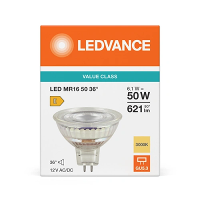 LED bulb GU5.3, MR16, 6.1W, 621lm, 3000K, 12V, 36°