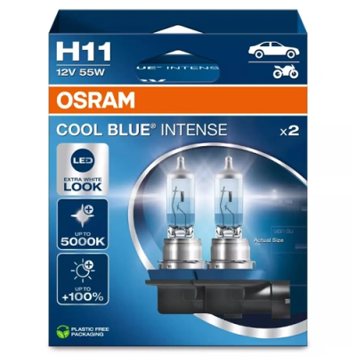 Halogen bulbs H11, 13.2V, 55W, up to 5000K, COOL BLUE INTENSE series