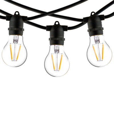 LED outdoor 10m garland for garden and terraces for E27 lamps, 20 sockets for bulbs, step 50 cm