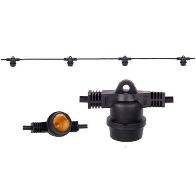 LED outdoor 10m garland for garden and terraces for E27 lamps, 20 sockets for bulbs, step 50 cm