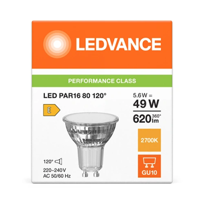 LED bulb GU10, 5.6W, 620Lm, 3000K, 120°