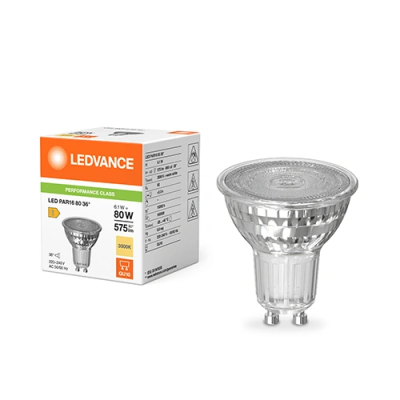 LED Bulb GU10, 6.1W, 3000K, 575Lm, 36°