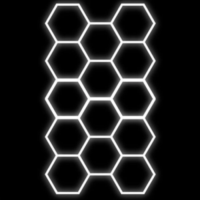 Hexagon luminaire set, 14 pc., with accessories, 456W, 6000K, IP20, 54720 Lm