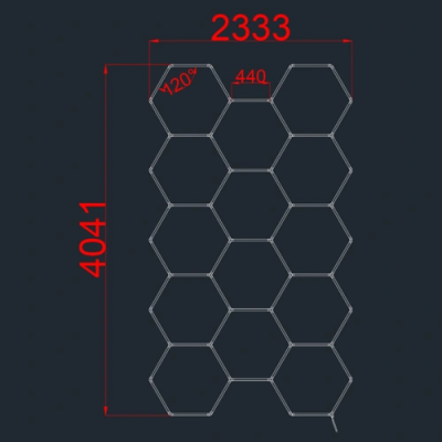 Hexagon luminaire set, 14 pc., with accessories, 456W, 6000K, IP20, 54720 Lm