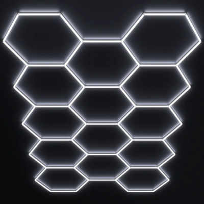 Hexagon luminaire set, 14 pc., with accessories, 456W, 6000K, IP20, 54720 Lm